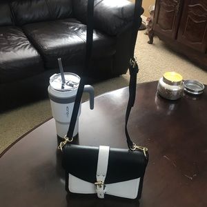 Black and white satchel